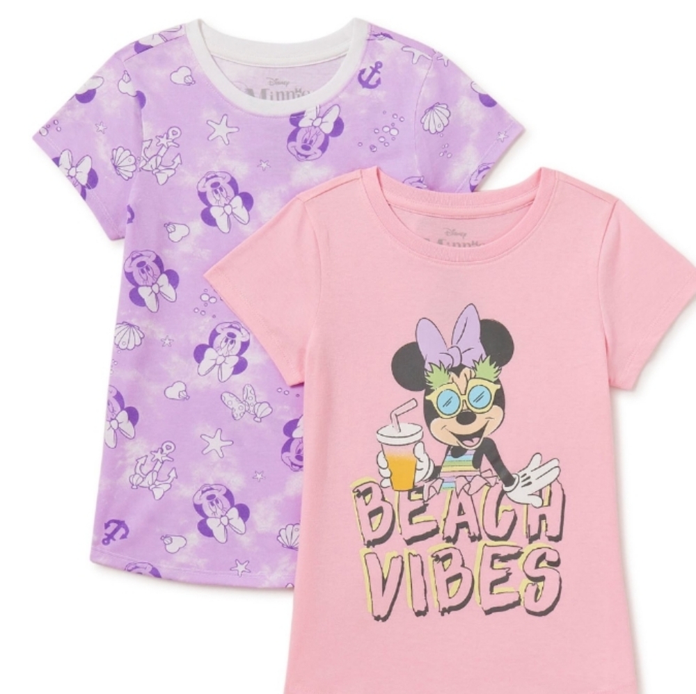 Minnie Mouse Girls Graphic T- Shirts 2 Pack Size L (10/12)